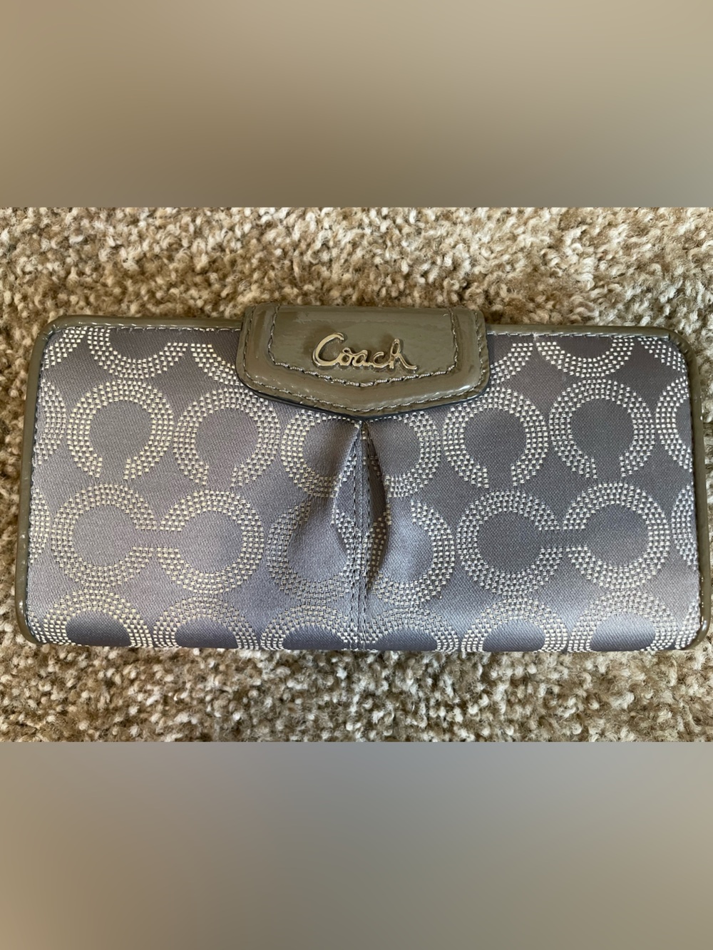 Coach Silver Gray Signature Continental Wallet